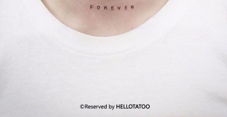 forever永远 励志英文字母脖子纹身贴防水男持久仿真黑色刺青贴纸