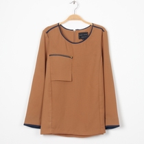 Collision Color Wrapping Pure color Long sleeves Round neckline Snowspun Shirt Woman 2022 Spring new opaque thin blouses commute