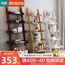 Nordic solid wood bookshelf shelf simple modern corner trapezoidal flower stand floor bookshelf student bookcase home