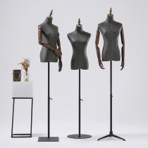 Clothing store model props female half-body thick linen people window display stand gray linen whole body dummy