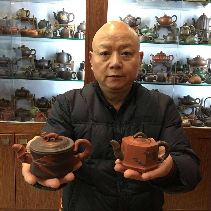 双料 秀气 著名陶艺家 张佳龙 双色六方竹福竹节套组 原矿紫泥