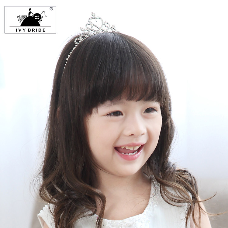 korean children's crown hair accessories princess headband hairpin girl accessories flower girl headdress girl rhinestone comb crown