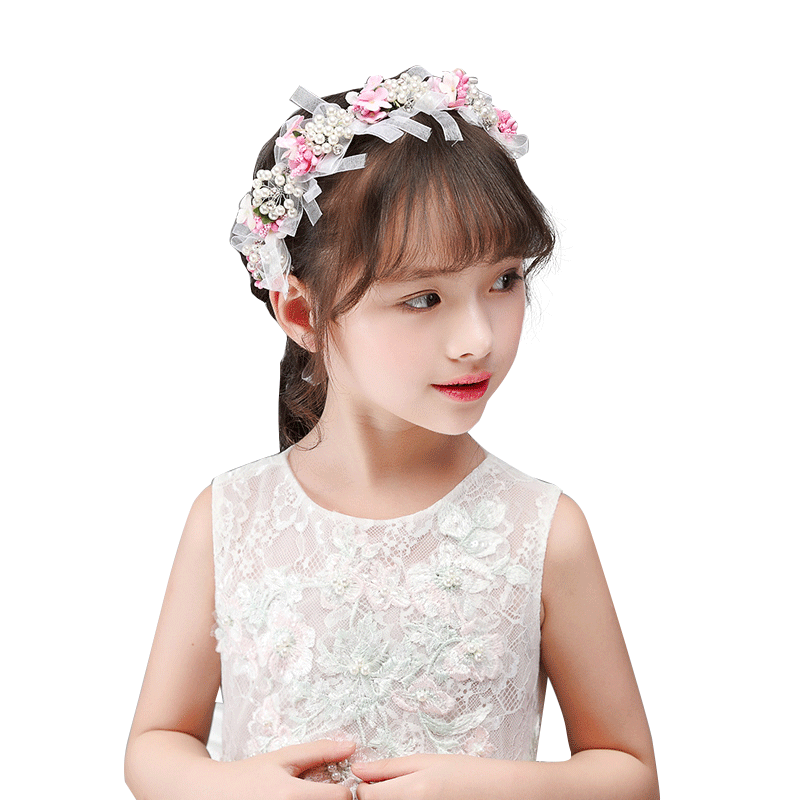 儿童头花饰品粉色花环女童发饰大花朵发带发箍韩式可爱表演头饰品