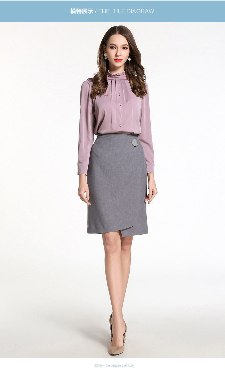 乔万尼2018秋季新款上衣女宽松百搭气质简约桑蚕丝长袖衬衫eb1c710702