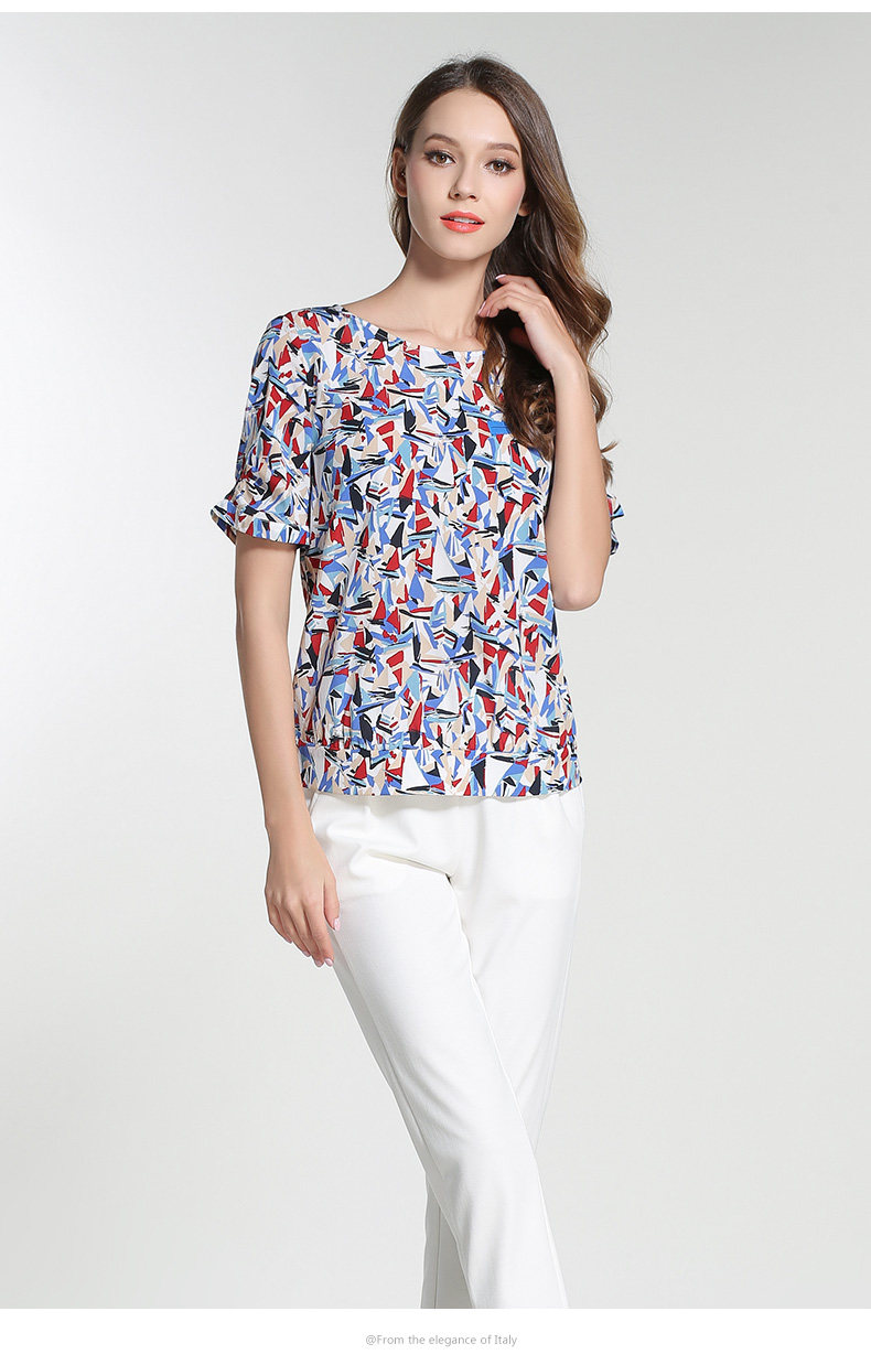 乔万尼桑蚕丝双绉衬衣印花上衣eb2c888001