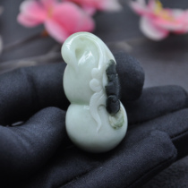 Dushan jade Nanyang jade old material green and white pretty color Dushan gourd Fulu pendant mens and womens natural jade pendant