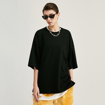 Spring and summer five-sleeve t-shirt loose hip hop oversize short sleeve men and women pure colored half-sleeved couple tops tide