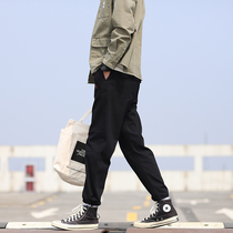 2019 overalls mens loose tide brand drawstring drawstring leg casual pants Mens Japanese trend slim closed drawstring leg pants