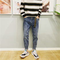 2020 spring new jeans men slim fashion small feet pants youth Japanese fashion brand Harun trousers burst handsome