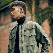 Hearthstone autumn American retro jacket mens short baseball uniform trend jacket spring and autumn pilot tooling jacket men