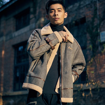 Hearthstone 2021 retro quilted jacket short tooling plus velvet cotton coat mens trend winter lamb fleece cotton suit couple jacket