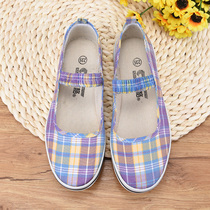 Old Beijing canvas shoes Qingdao cloth shoes women Summer Plaid dance dance shoes women shoes elastic band summer sneakers women