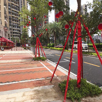 Large red gold cloth decorated with columns wrapped tree cloth wrap tree bronzed gold pleated cloth red gold cloth columns decorated with bungled