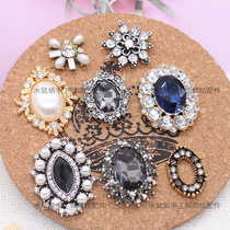 Vintage ancient cyan black Gray rhinestone bar Knight hand tie flower brooch headwear hair accessories diy material