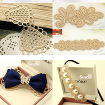 New style lace flower piece phoenix tail fan-shaped flower piece d iy hair decoration material clothing accessories gold silk embroidery lace