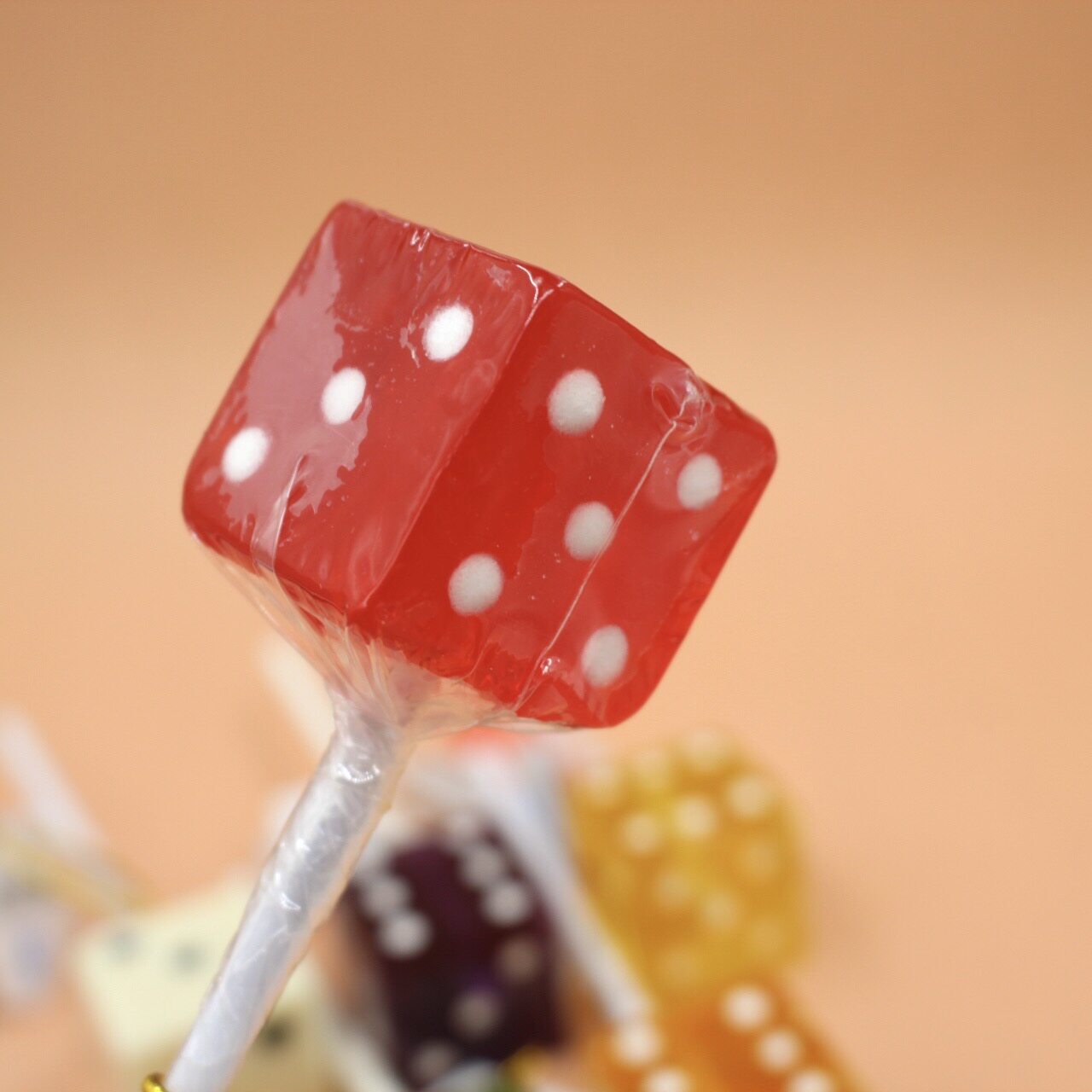 百嘉尚 33g骰子色子糖可爱造型棒棒糖零食趣味儿童创意圣诞糖果