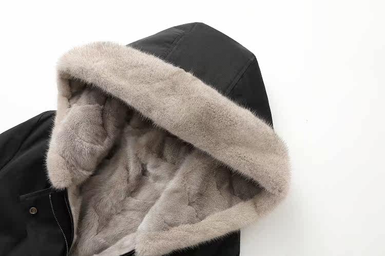 派克服2020新款女水貂毛内胆尼克服可拆卸中长款大码佟二堡皮草