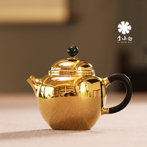 Li Xiaaibai pure gold gold pot 9999 pure gold bubble teapot pot tea pot mouth beat bubble pot pure gold bubble pot