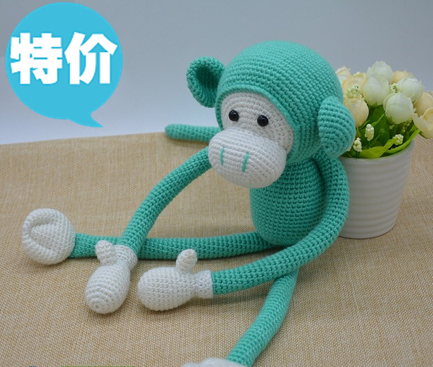 3399手作● 长臂猴 大嘴猴钩针毛线玩偶diy手工制作材料包礼物