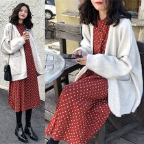 Spring and autumn new maternity clothes loose thin medium-long chiffon dress fashion suit tide mother coat top