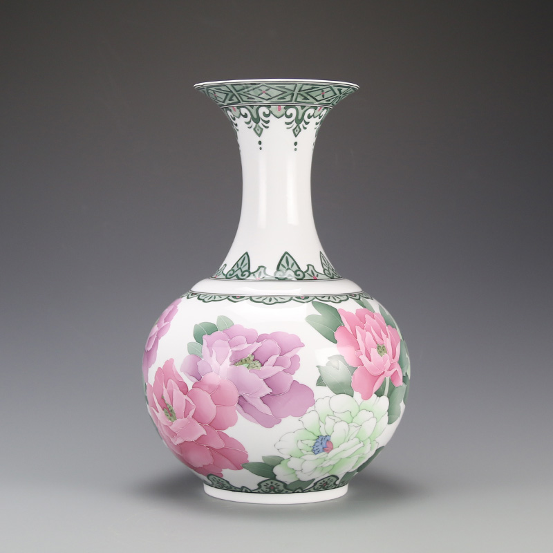 Under the liling porcelain glaze porcelain good remit wucai study furnishing articles home decoration vase peony flowers sitting room