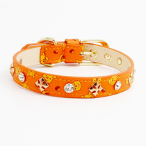 Achille leather pet collar cross dart white diamond (bear pattern)VIP than Bear Bomei