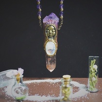 Raw Mine Crystal Blessing Guardian Goddess Personality Protector Strawberry Crystal Moonstone Necklace Christmas Gift New