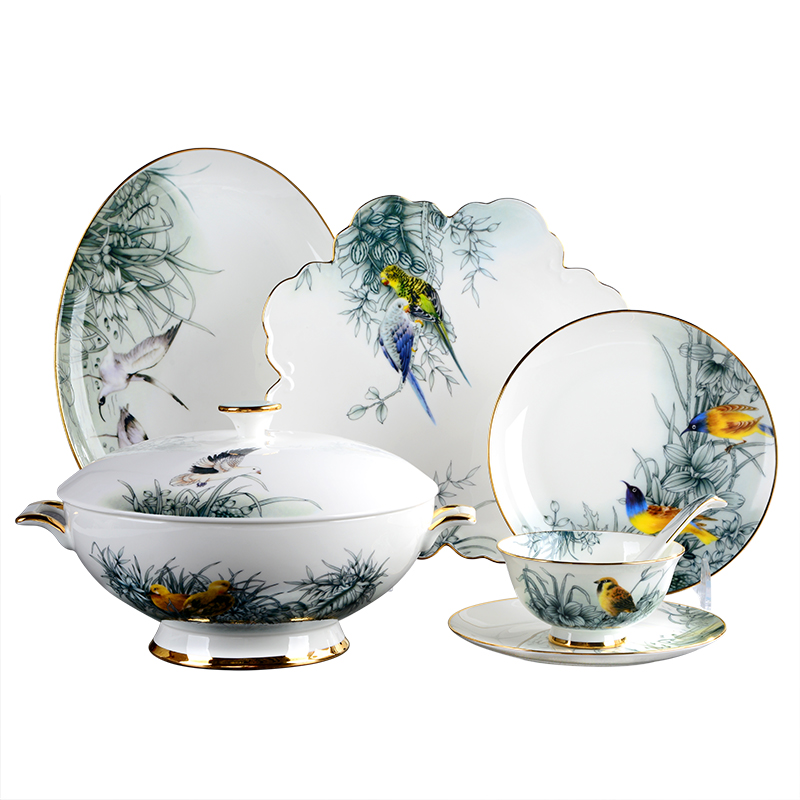 Dream dao yuen court dishes suit household portfolio ipads porcelain tableware dishes high - grade household of Chinese style wedding gifts ceramic bowl