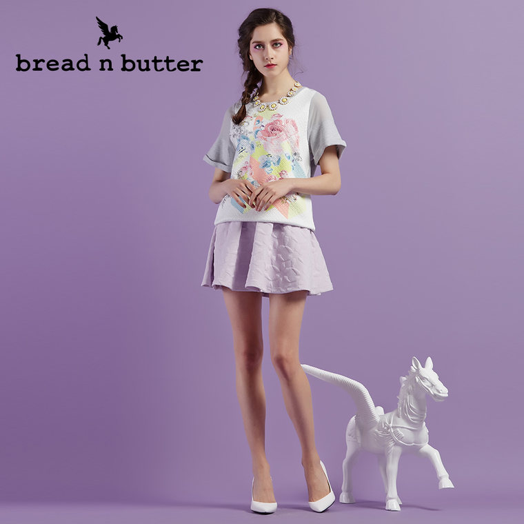 【新品首发】bread n butter面包黄油品牌女装印花拼接短袖T恤女