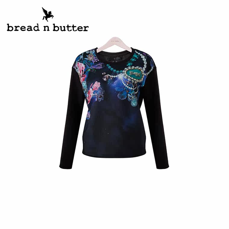 【商场同款】bread n butter面包黄油品牌女装休闲印花长袖卫衣女