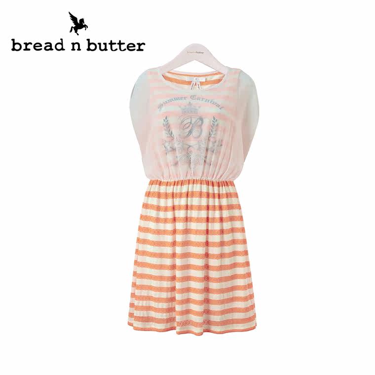 【商场同款】bread n butter面包黄油品牌女装高腰条纹无袖连衣裙
