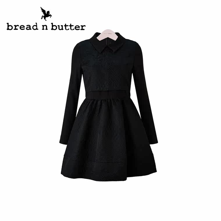 【商场同款】bread n butter面包黄油品牌女装长袖修身方领连衣裙
