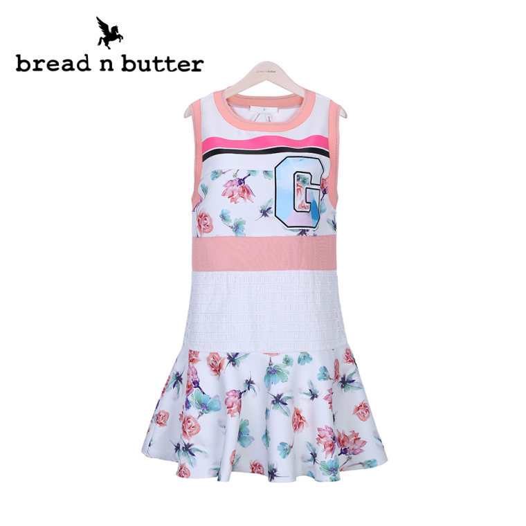 【新品首发】bread n butter面包黄油品牌女装短款无袖拼接连衣裙