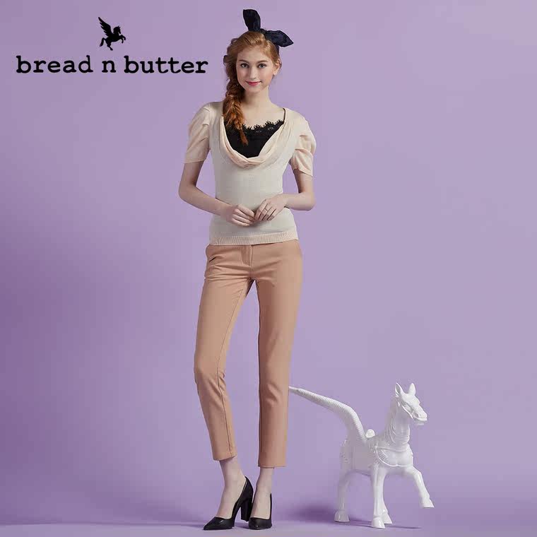 【商场同款】bread n butter面包黄油品牌女装透薄款泡泡袖针织衫