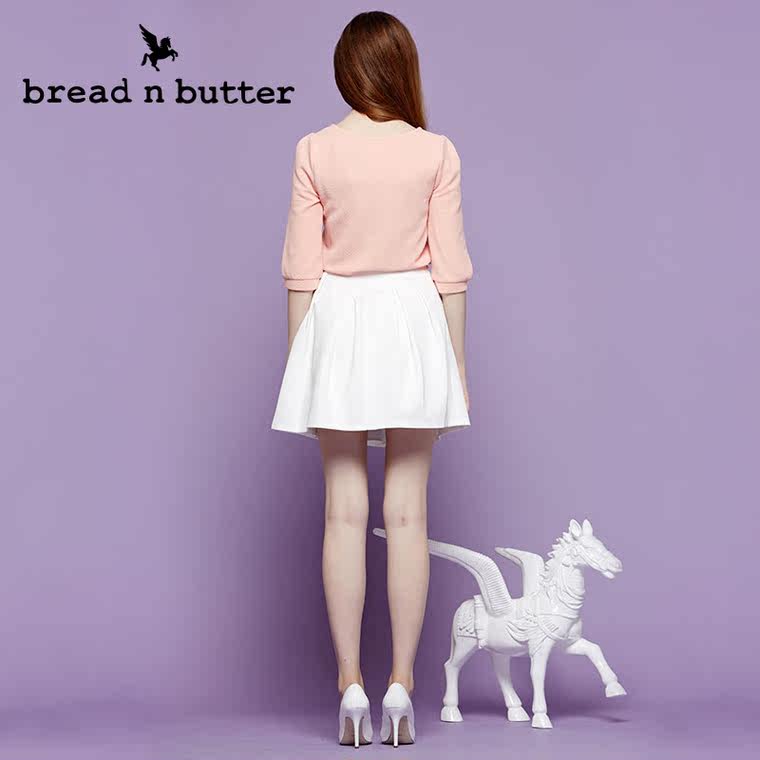 【商场同款】bread n butter面包黄油品牌女装钉珠中袖T恤上衣女