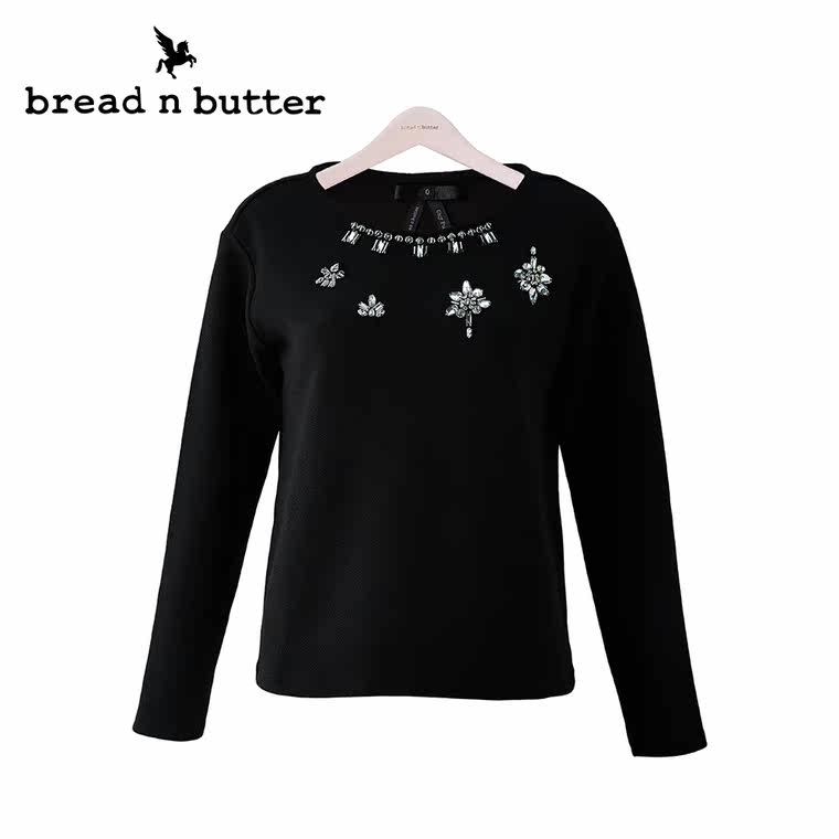 【商场同款】bread n butter面包黄油品牌女装显瘦长袖圆领上衣