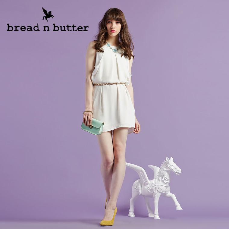 【商场同款】bread n butter面包黄油品牌女装时尚雪纺无袖连衣裙