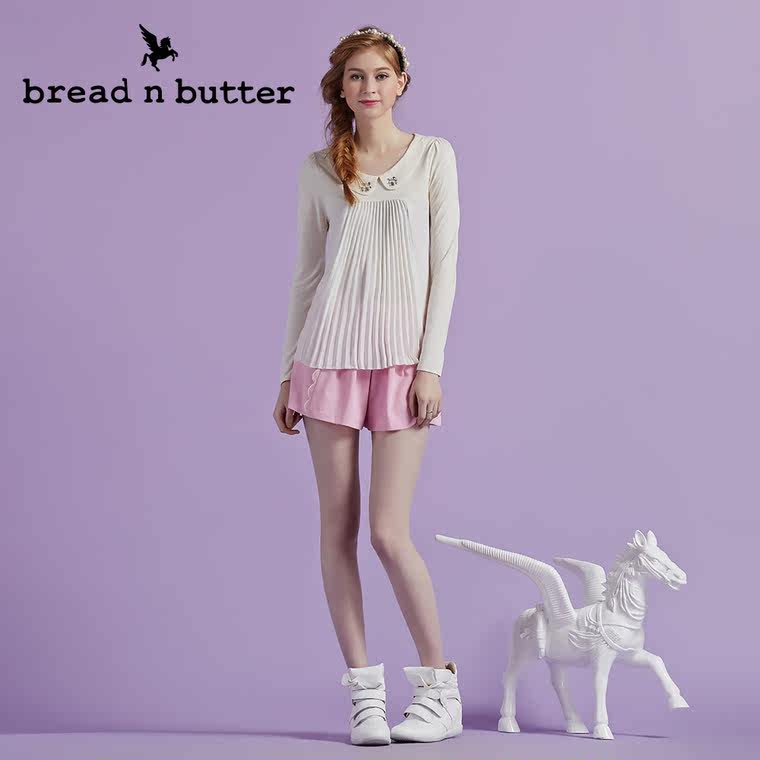 【商场同款】bread n butter面包黄油品牌女装时尚娃娃领长袖T恤