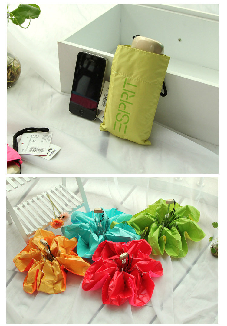 sprit新款扁型三折晴雨伞 五折扁形太阳伞超轻超薄携带便利铅笔伞