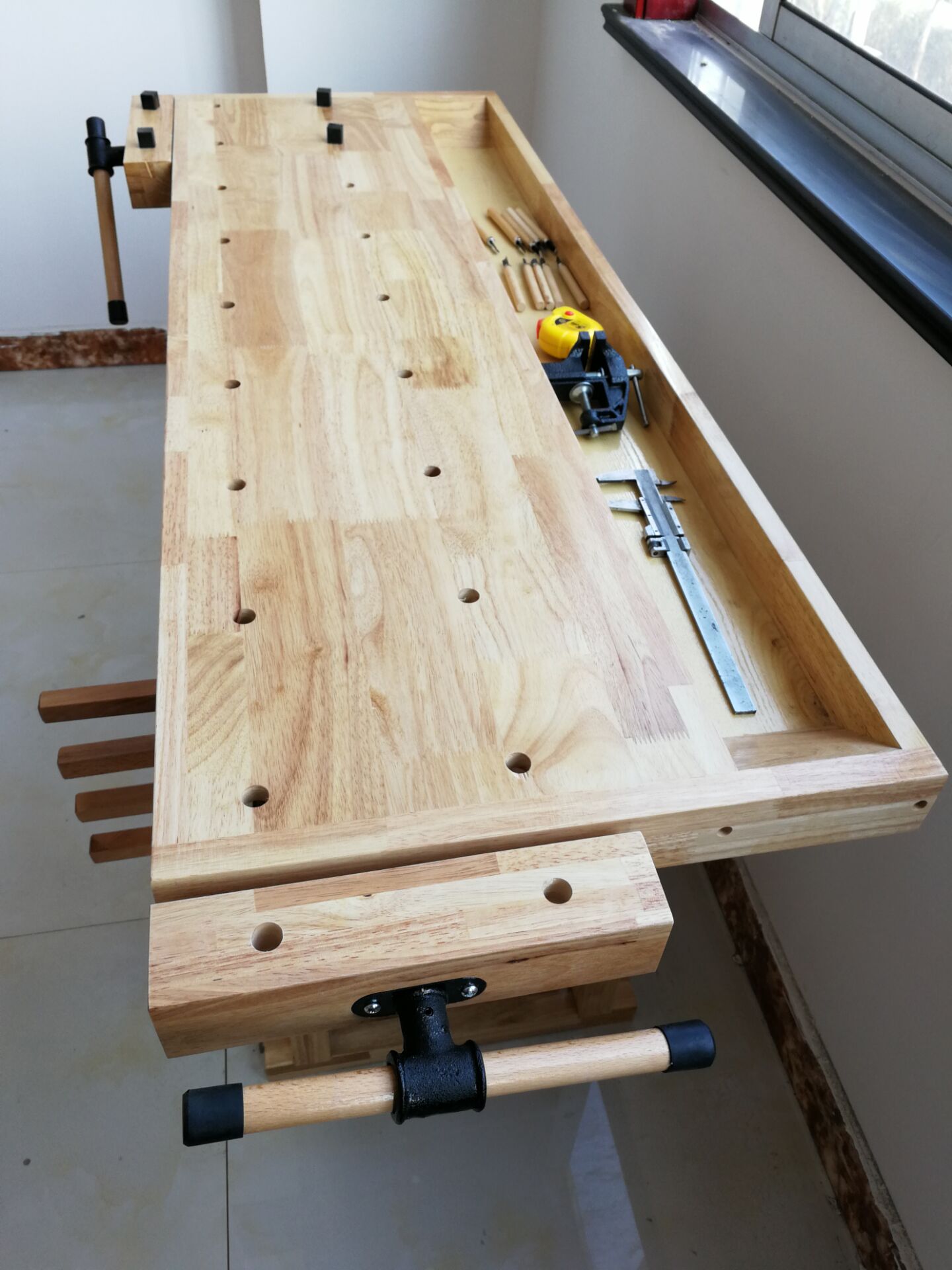 五金多功能橡胶木木工桌操作台工作台多功能实木桌木工工作台