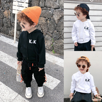 Boys hooded sweater foreign style Korean business words with the same baby autumn pullover KK uniform childrens spring and autumn tops tide