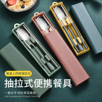 Outdoor portable tableware stainless steel chopsticks spoon