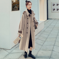 Hepburn style woolen coat womens autumn and winter 2022 new mid-length Korean version loose and casual temperament woolen coat