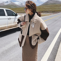 Lamb wool short cotton-padded jacket womens hot style 2022 new mid-length student all-match thick padded jacket