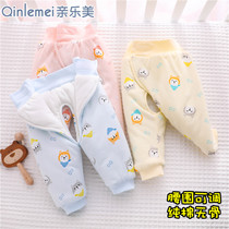 Newborn Baby Spring Fall Outside Wearing Pants Thickening Woman Baby Boy Cotton Pants Autumn Winter Pure Cotton Open Gear Warm Long Pants