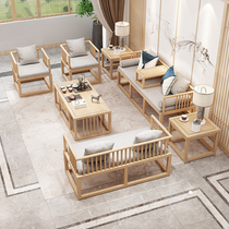 New Chinese solid wood sofas combined with bunk bed tea room Tea room folk guest house Hotel Clubhouse Lobby Zen furniture