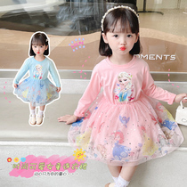 7 female baby princess dress ice and snow chic dress spring autumn new 5 girls Aisha skirts childrens dress 3 years 4