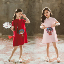 6 girl qipao dress dress 2021 new summer fit 8 childrens skirt 12 years old girl hanfu short sleeve princess dress