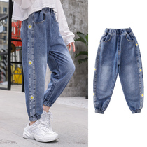 Girl Jeans Spring Autumn 2021 New Children Old Daddy Pants Student 12 Year Old Girl Casual Loose Long Pants