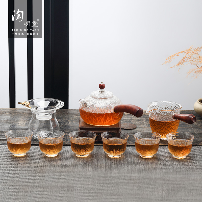 TaoMingTang hammer glass kung fu tea set suit household heat explosion proof glass tea set